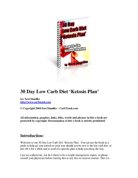 30 Day Low Carb Diet Ketosis Plan