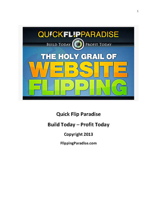 Quick Flip Paradise The Holy Grail of Website Flipping