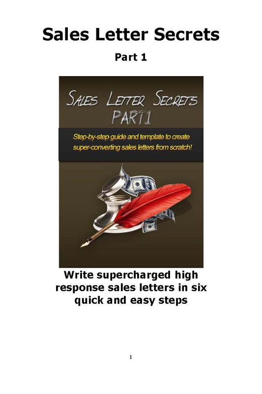 Sales Letter Secrets Part 1